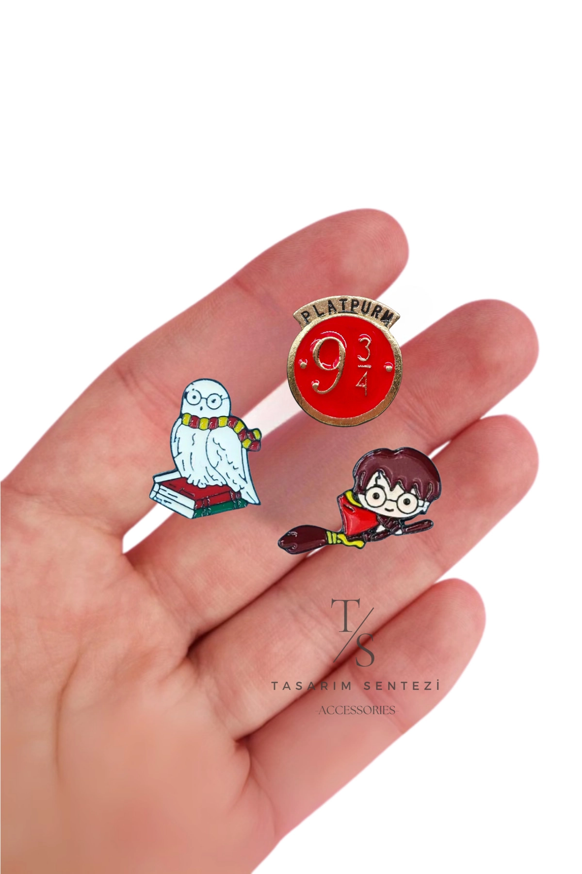 Rozet Metal 3’lü Harry Potter Baykuş Hedwig Platform 9 3/4 Hogwarts Express Tren Peron
