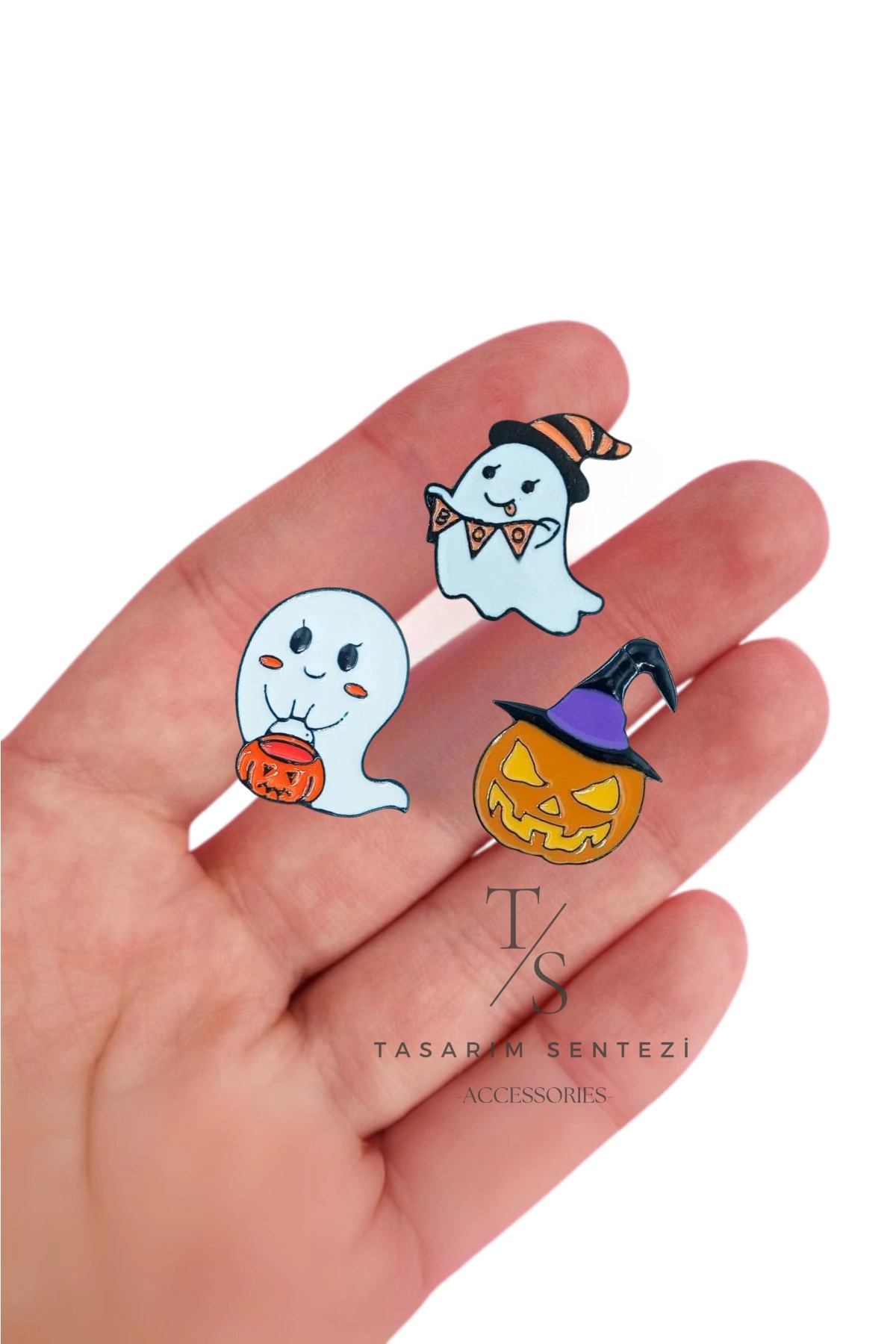 Rozet Metal 3’lü Hayalet Bal Kabağı Halloween Cadılar Bayramı