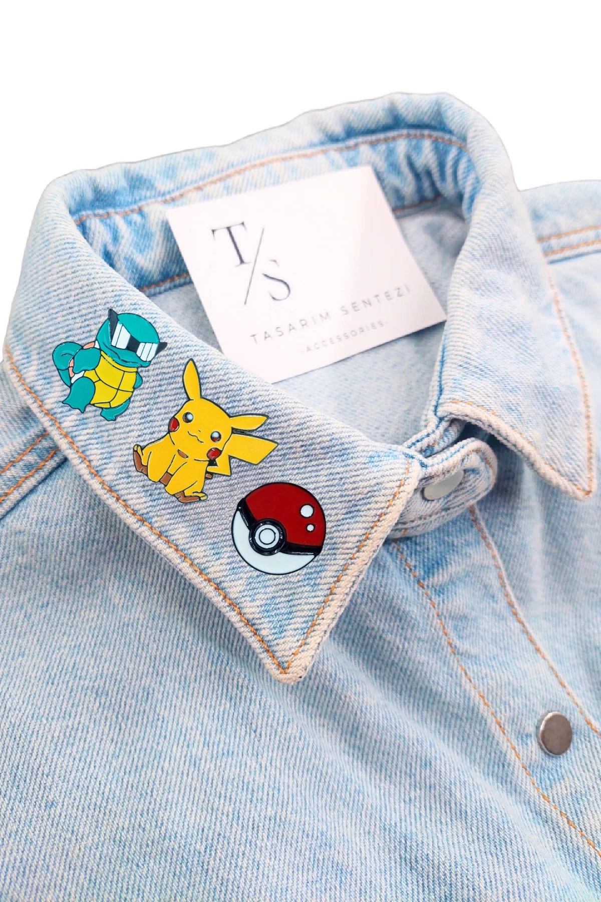 Rozet Metal 3’lü Pokemon Pikachu Squirtle Poke Topu