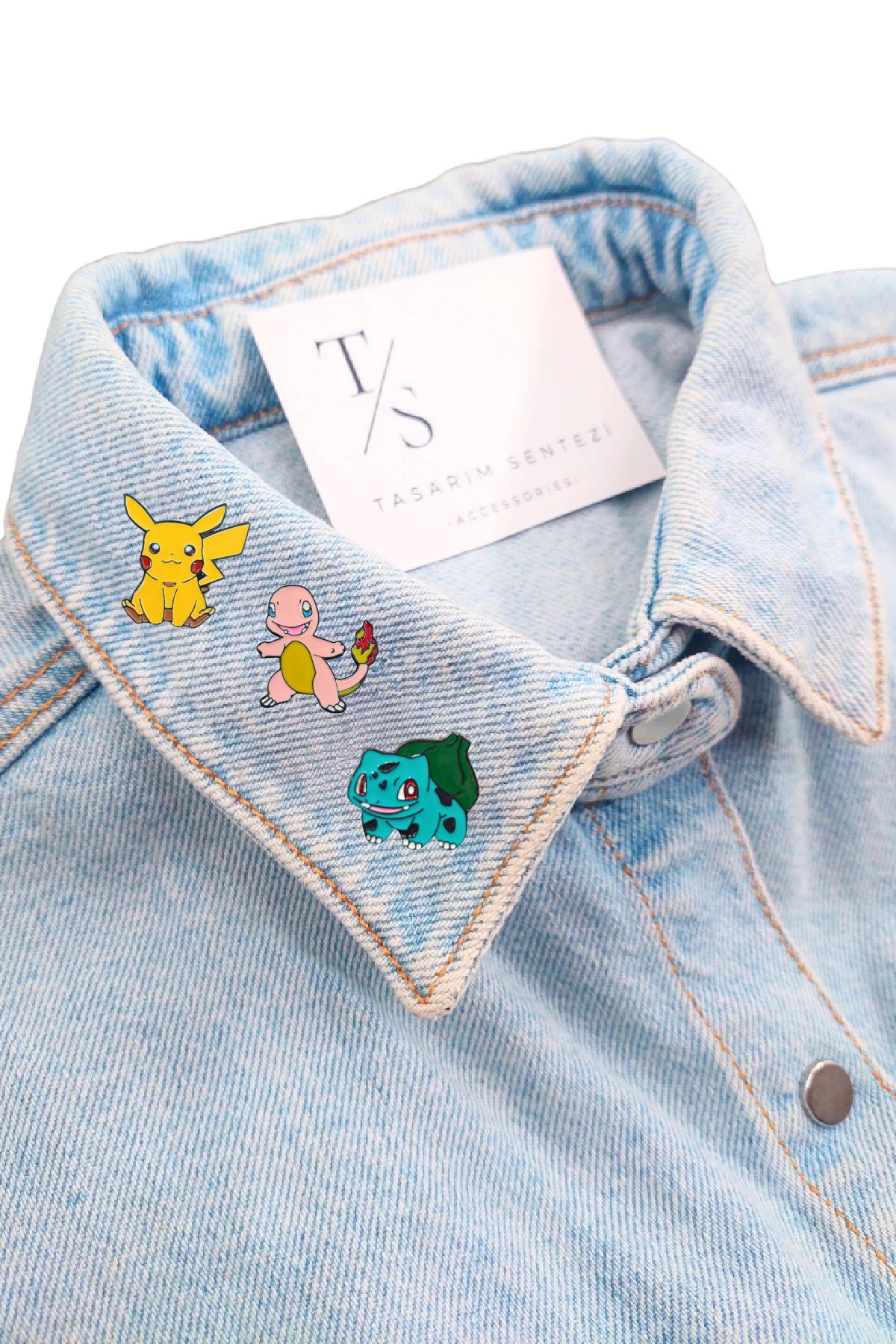 Rozet Metal 3’lü Pokemon Pikachu Bulbasaur Charmander