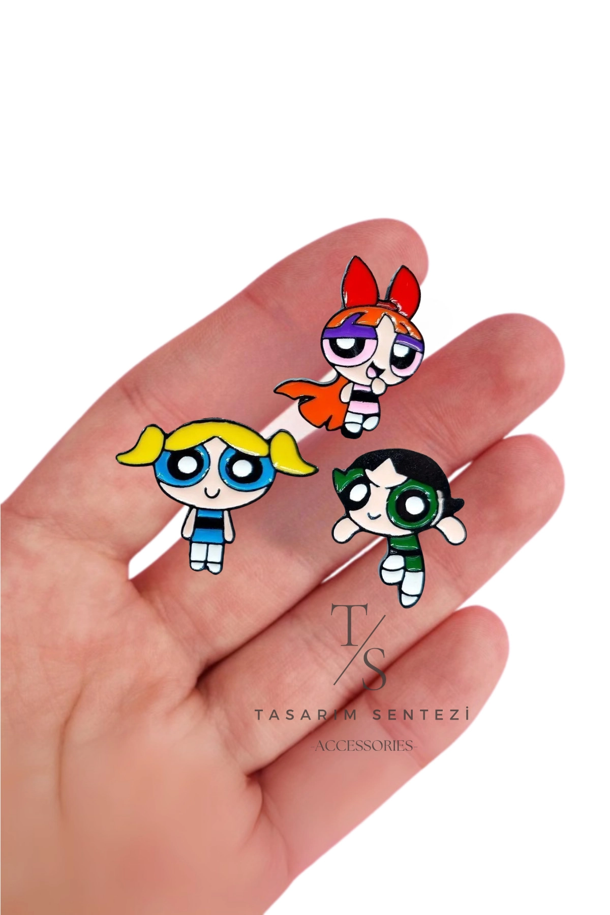 Rozet Metal 3’lü Powerpuff Girls Bubbles Buttercup Blossom