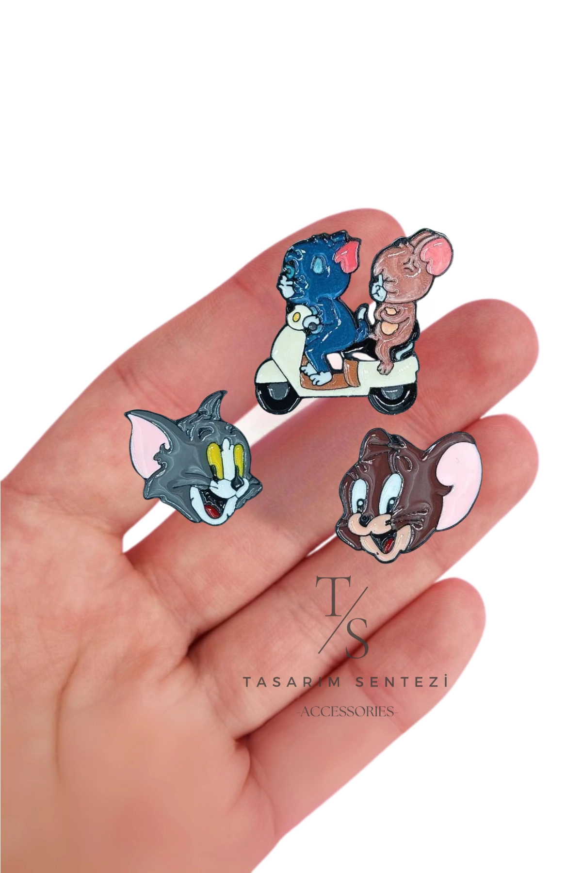 Rozet Metal 3’lü Tom Ve Jerry Kedi Fare Çizgi Film