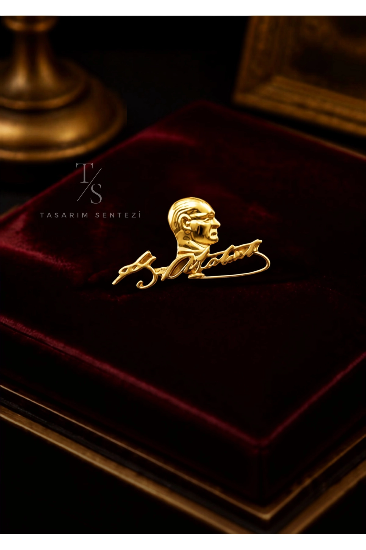 Rozet Metal Atatürk Imzalı Gold
