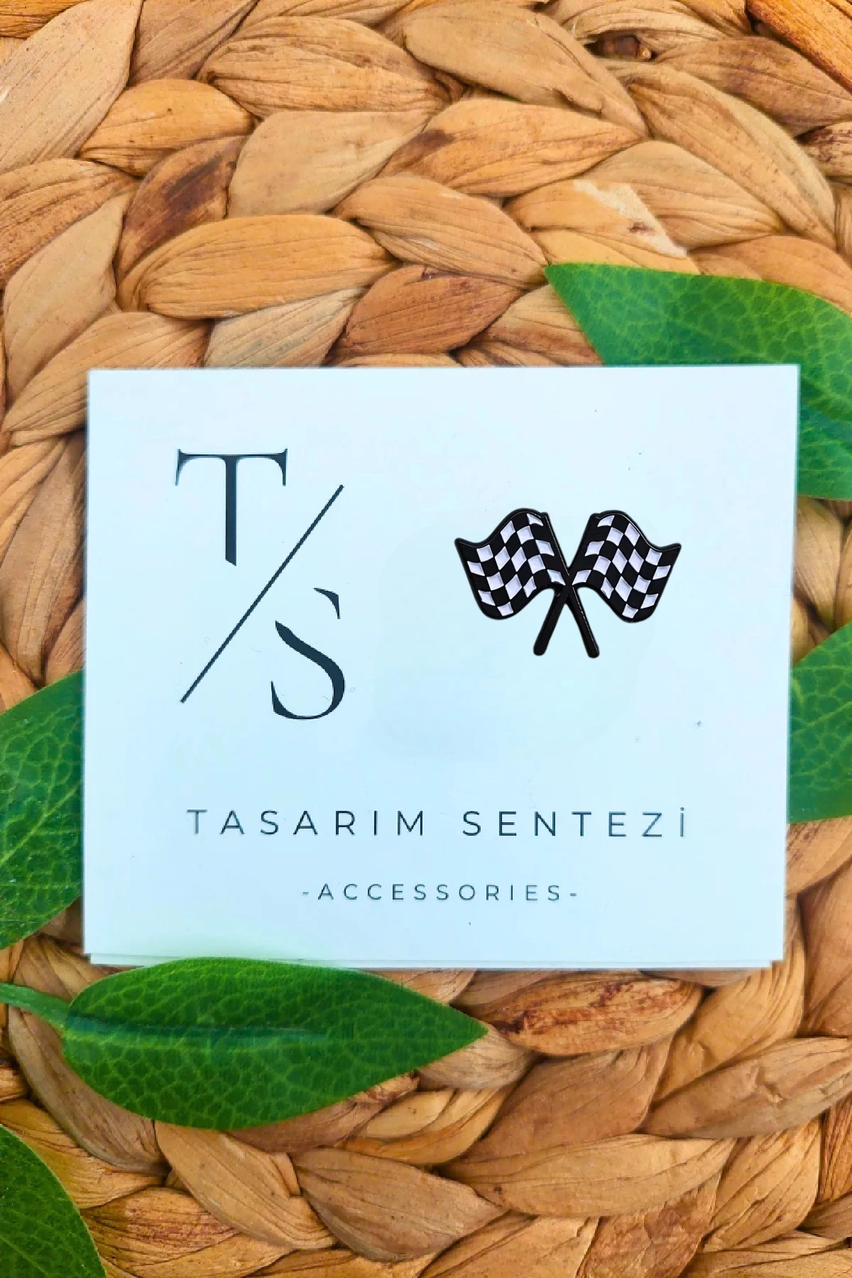 Rozet Metal Finish Bayrağı Damalı Siyah Beyaz Bayrak