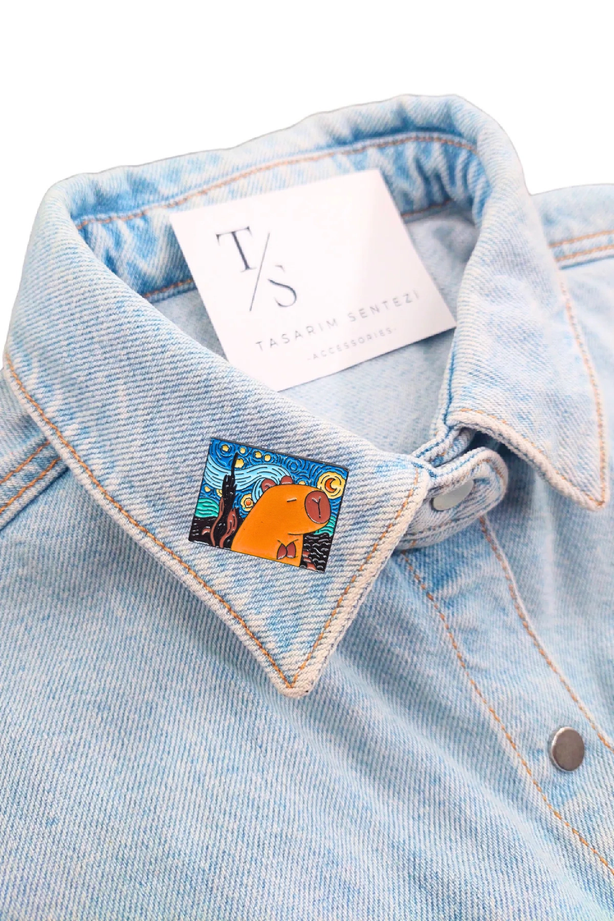 Rosette Metal Capybara Painting Van Gogh Enamel