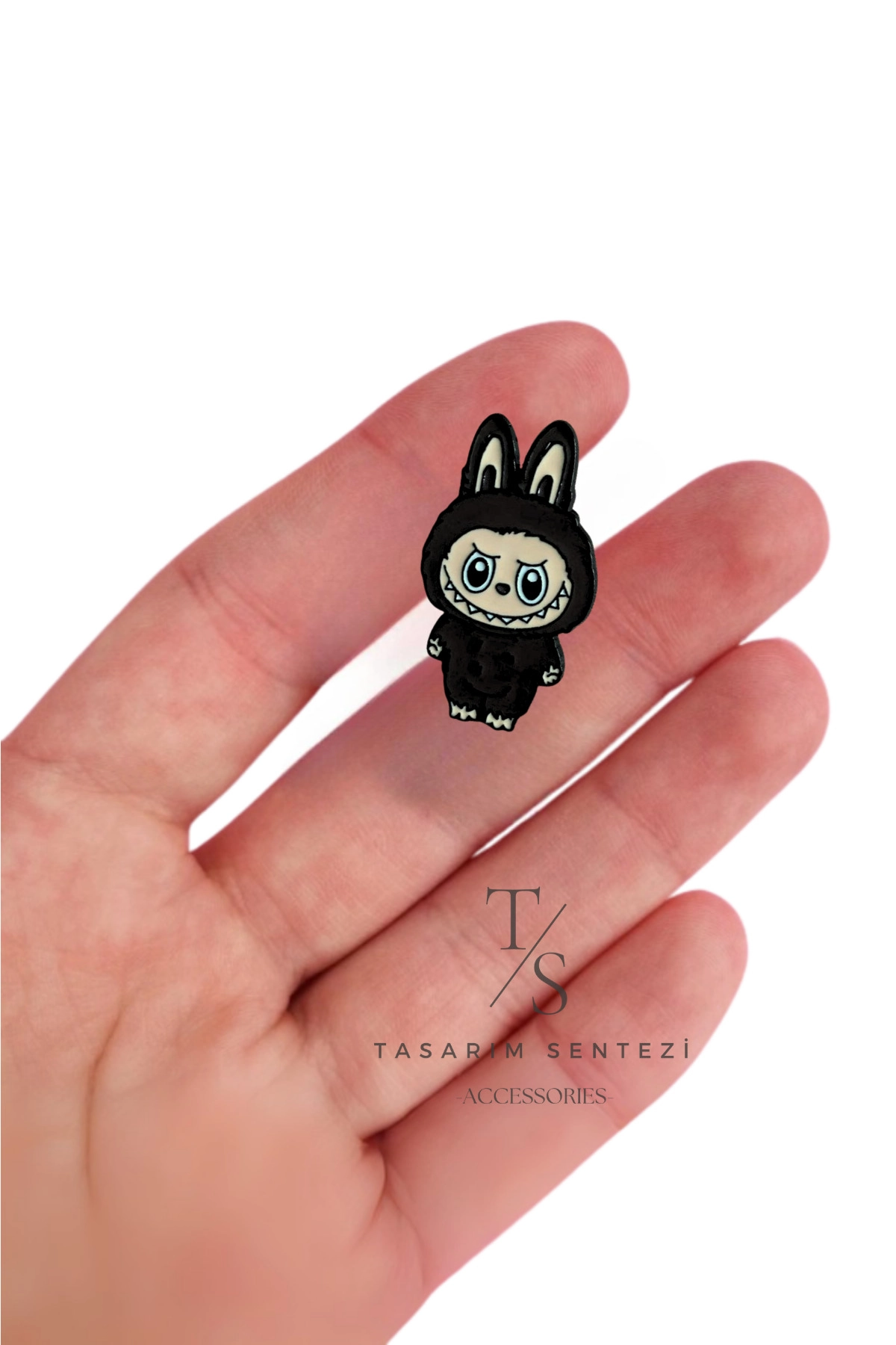 Badge Metal Labubu Black Toy Doll