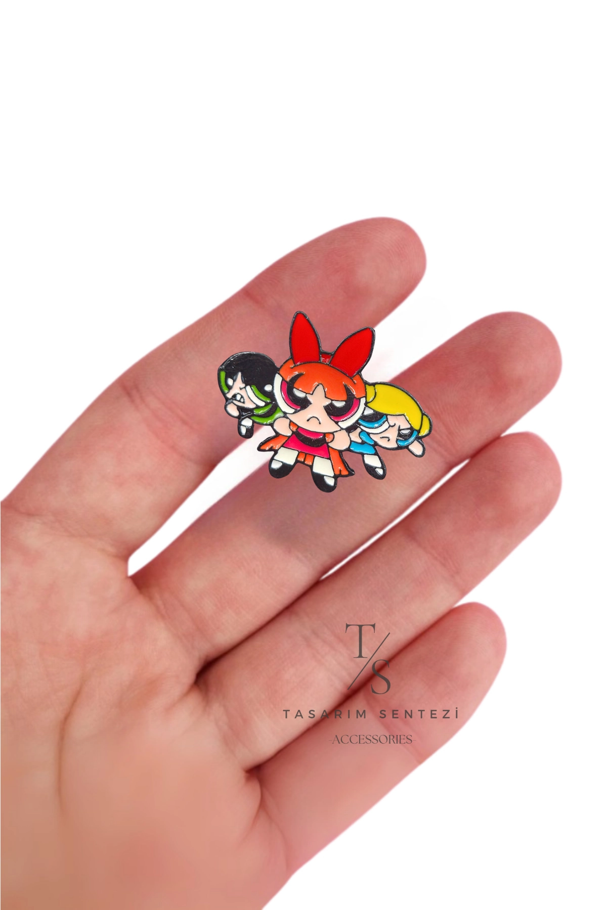 Rozet Metal Powerpuff Girls Buttercup Bubbles Blossom