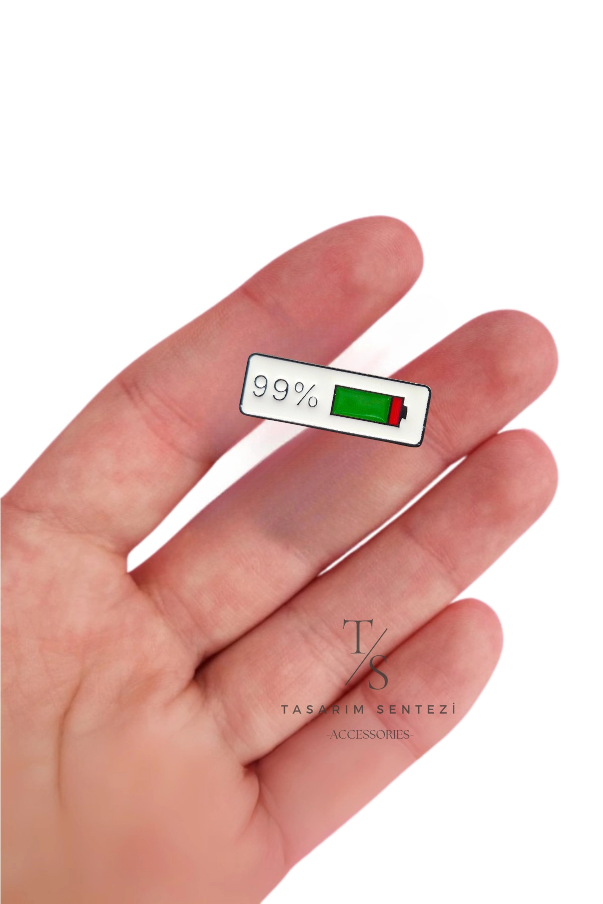 Badge Metal Charging Battery Fully Charged 99%