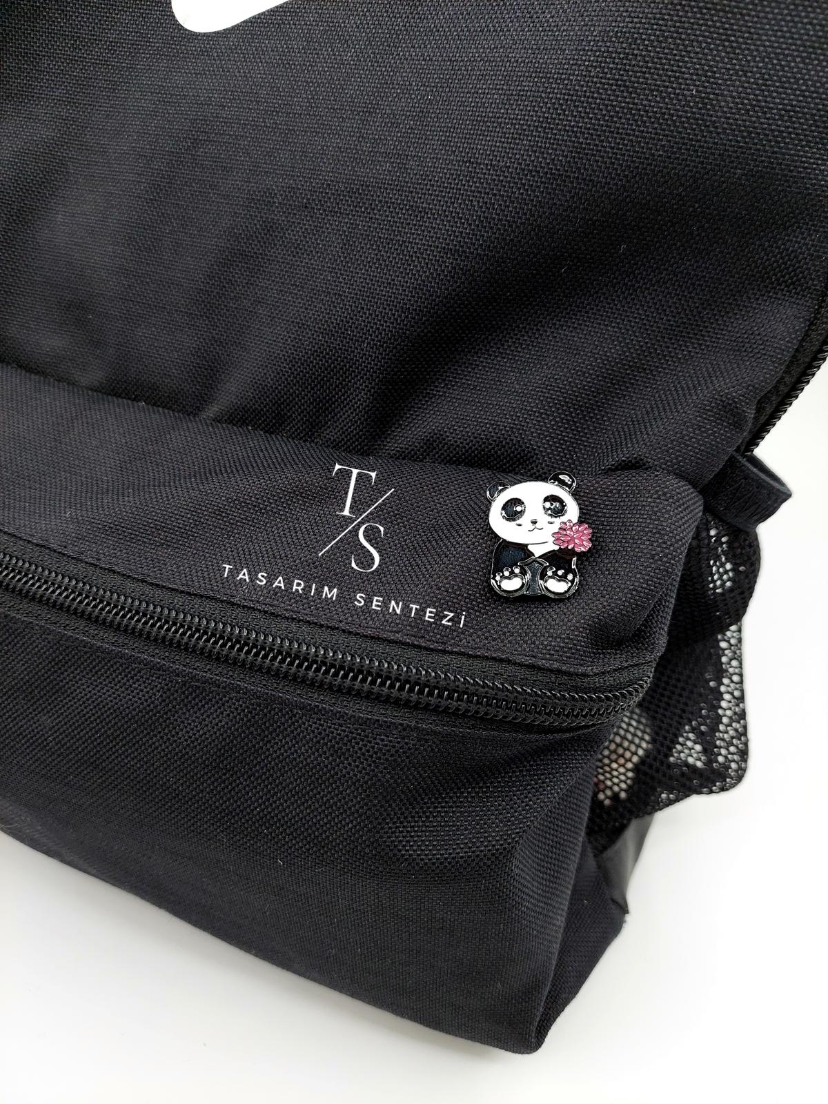 Rozet Metal Küçük Panda Ayı Çiçek Sevimli 