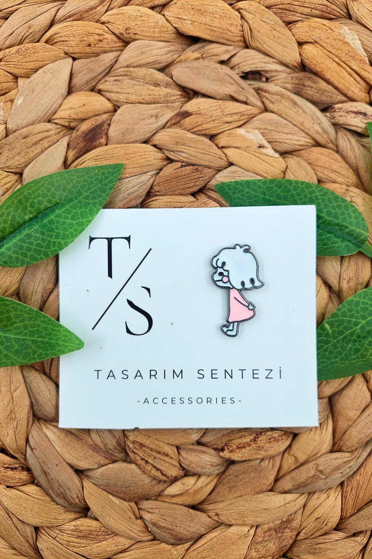 Rozet Metal Pembe Kiz Sevgili Aşk Kadın