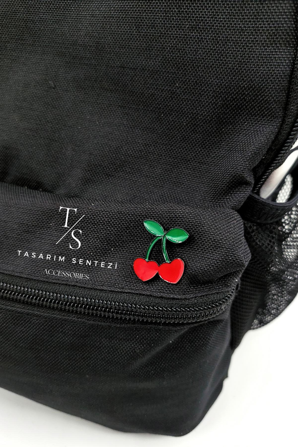 Rozet Metal Kiraz Dal ikili Meyve Cherry