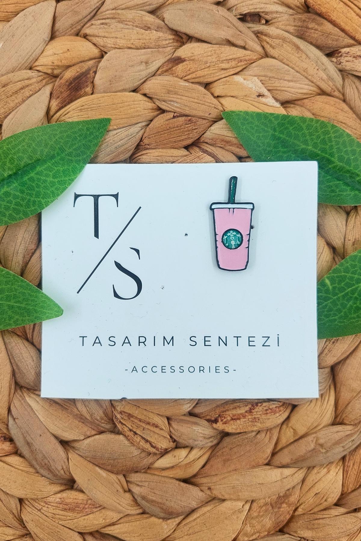 Rozet Metal Kahve Starbucks Coffee Pembe Nescafe