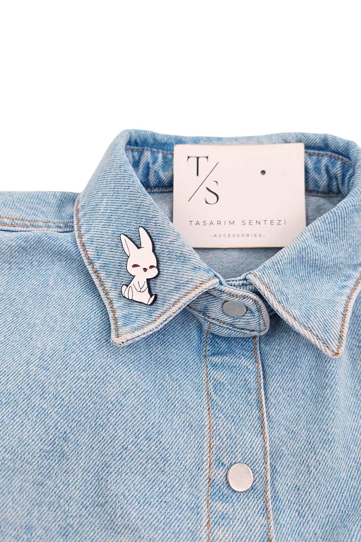 Rozet Metal Tavşan Beyaz Bunny Rabbit