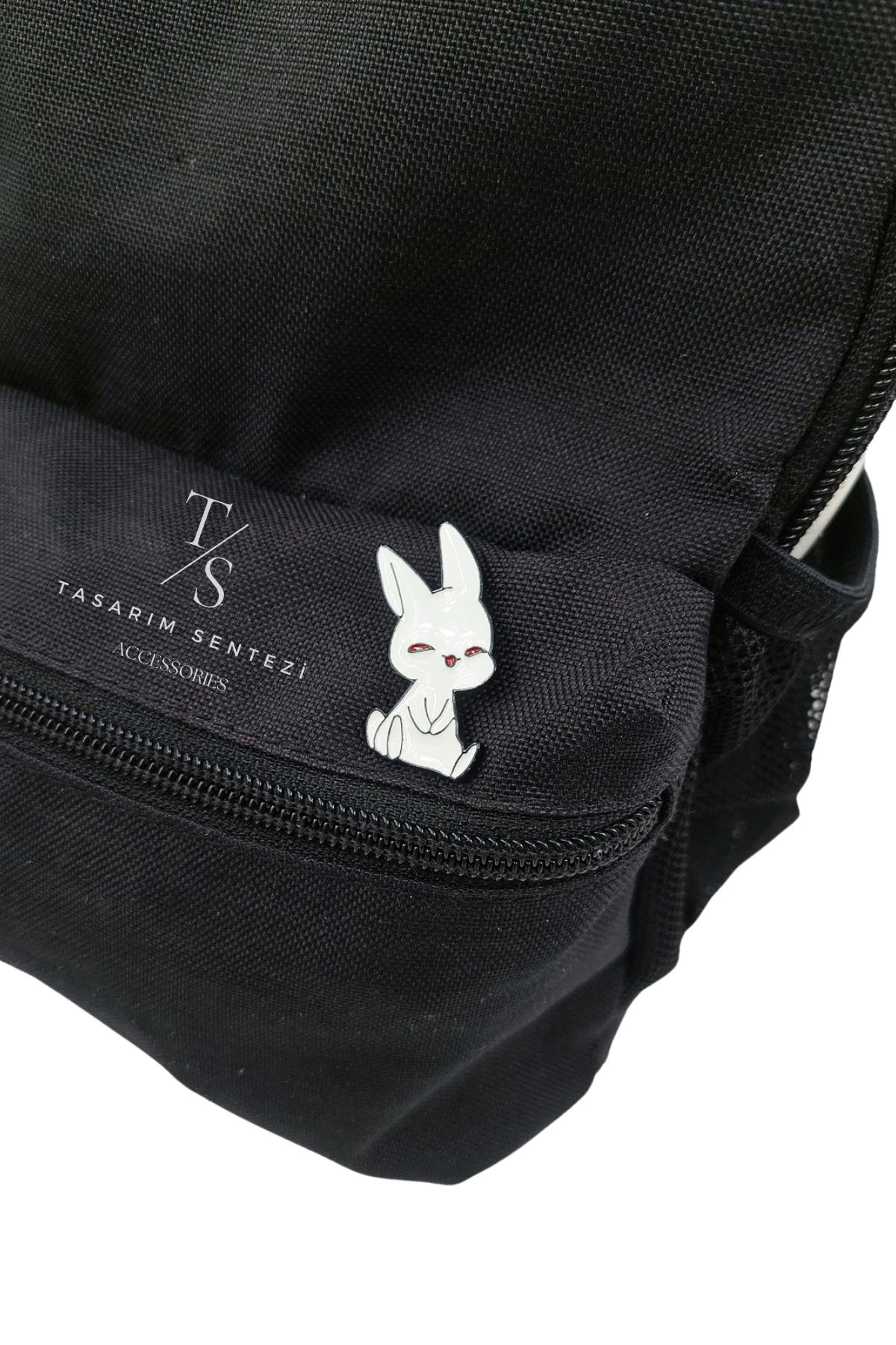 Rozet Metal Tavşan Beyaz Bunny Rabbit