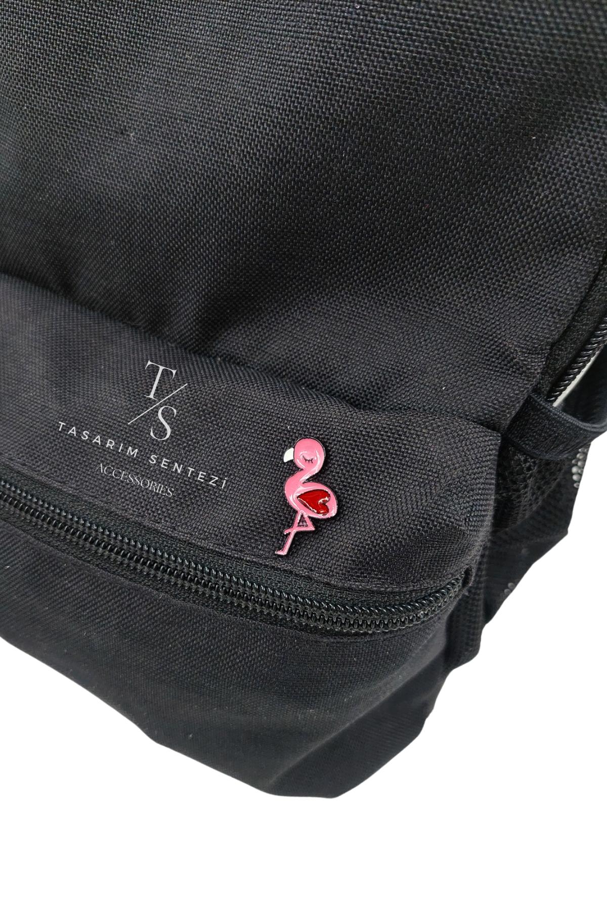 Rozet Metal Pembe Allı Turna Kuş Phoenicopterus