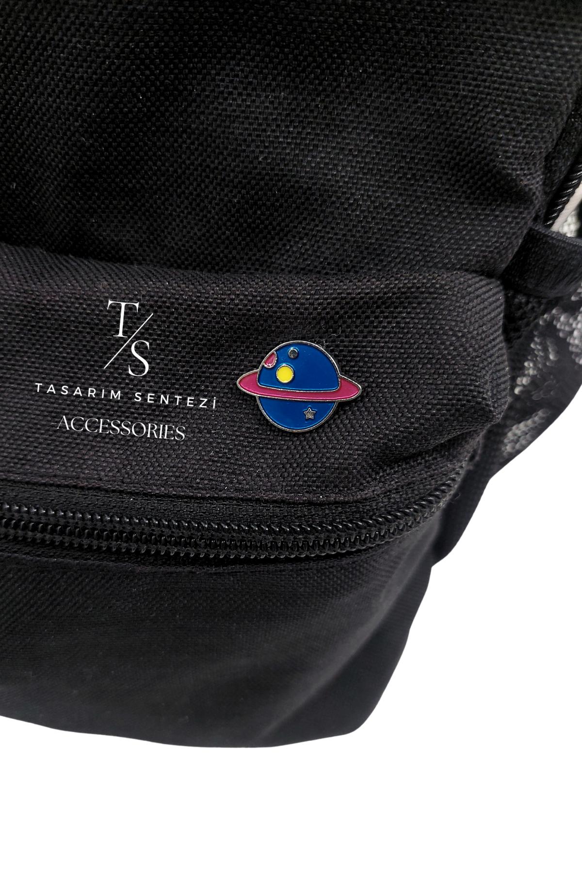 Badge Metal Planet Galaxy Saturn Space