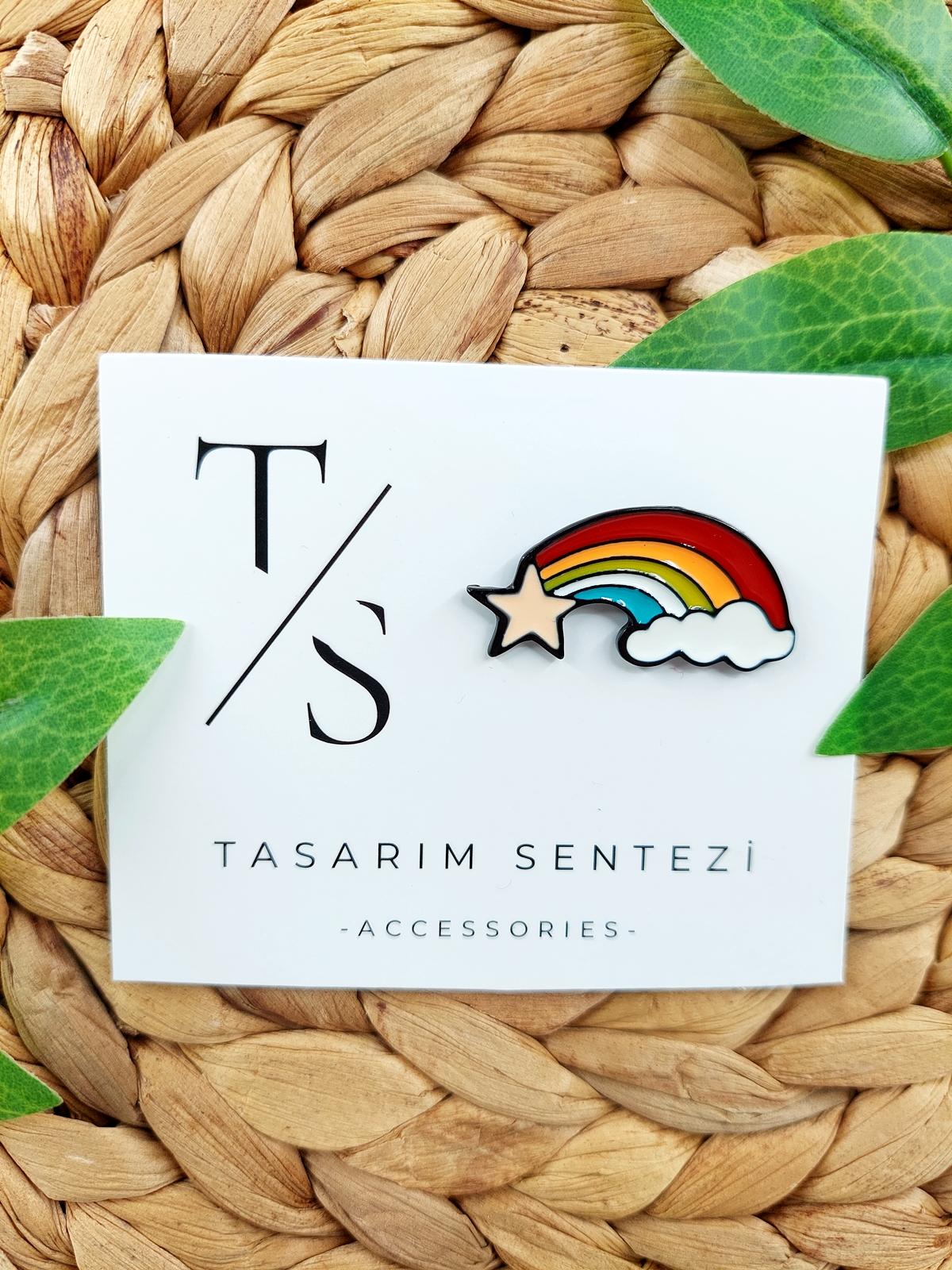 Rozet Metal Gökkuşağı Yıldız Renkli