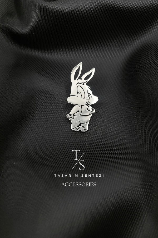 Broş Çelik Tavşan Bugs Bunny Figür Silver