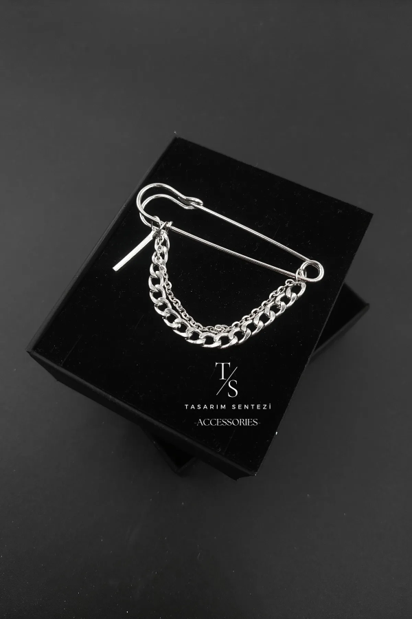 Brooch Metal Safety Pin Chained Hook Lapel Pin