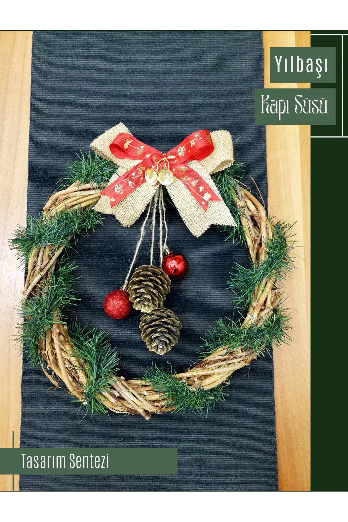 Yılbaşı Kapı Süsü Çelenk Yeni Yıl Noel Christmas 35cm