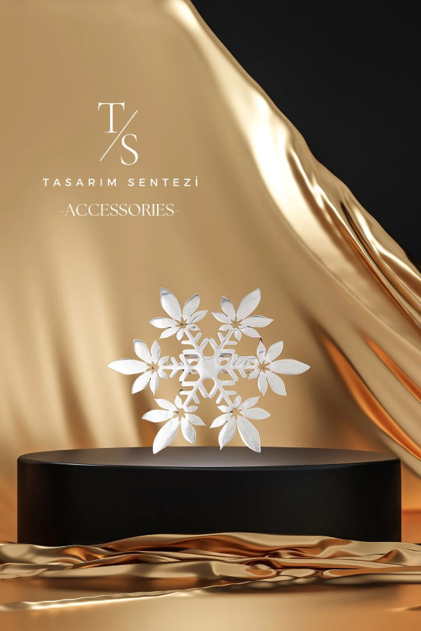 Broş Çelik Kar Tanesi Silver