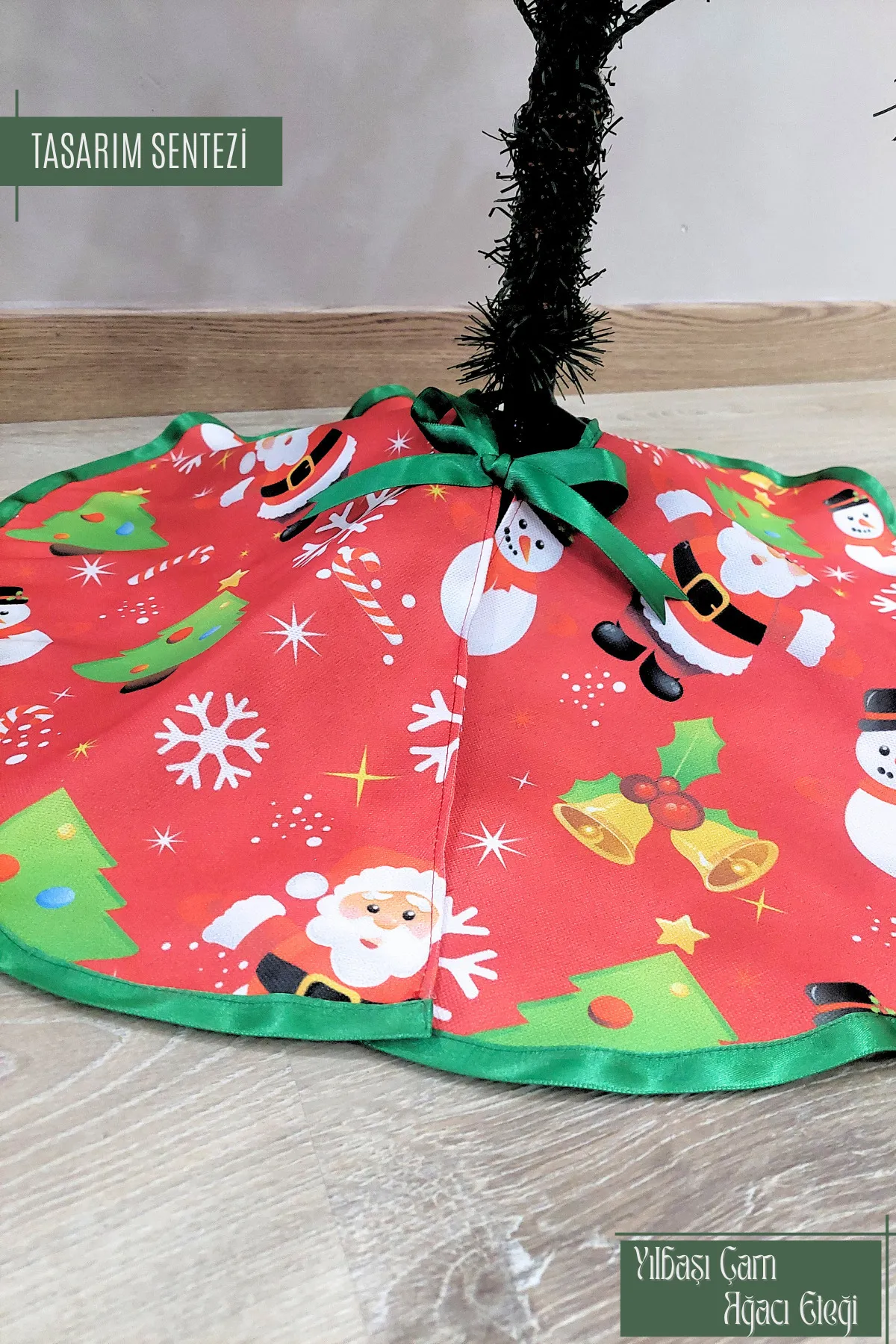 Yılbaşı Çam Ağacı Eteği Örtüsü Christmas Noel Kırmızı