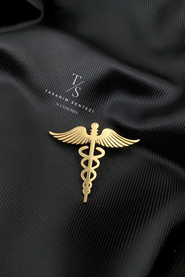 Broş Çelik Sağlık Hekim Doktor Hemşire Gold