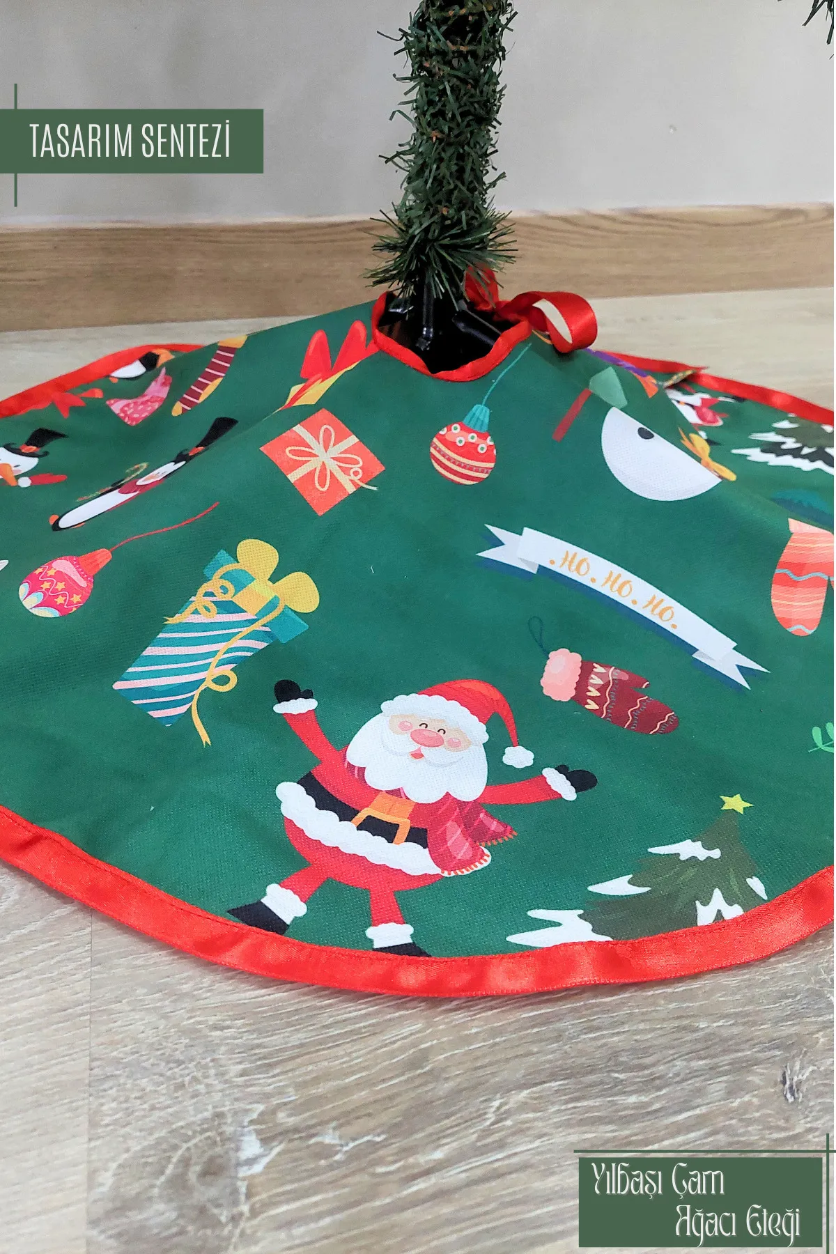 Yılbaşı Çam Ağacı Eteği Örtüsü Christmas Noel Yeşil