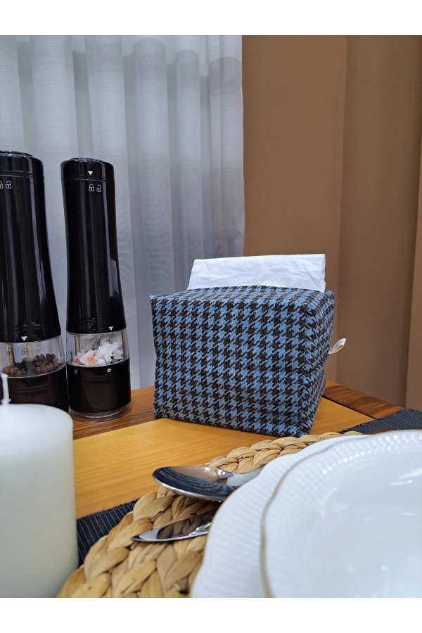 El Yapımı Peçetelik Islak Mendil Mavi Büyük