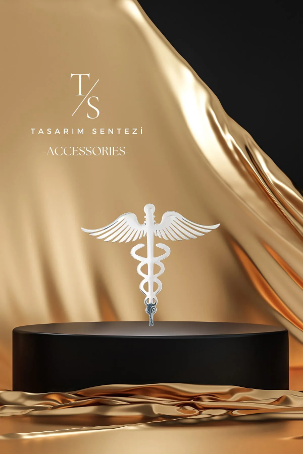 Broş Çelik Sağlık Hekim Doktor Hemşire Gold
