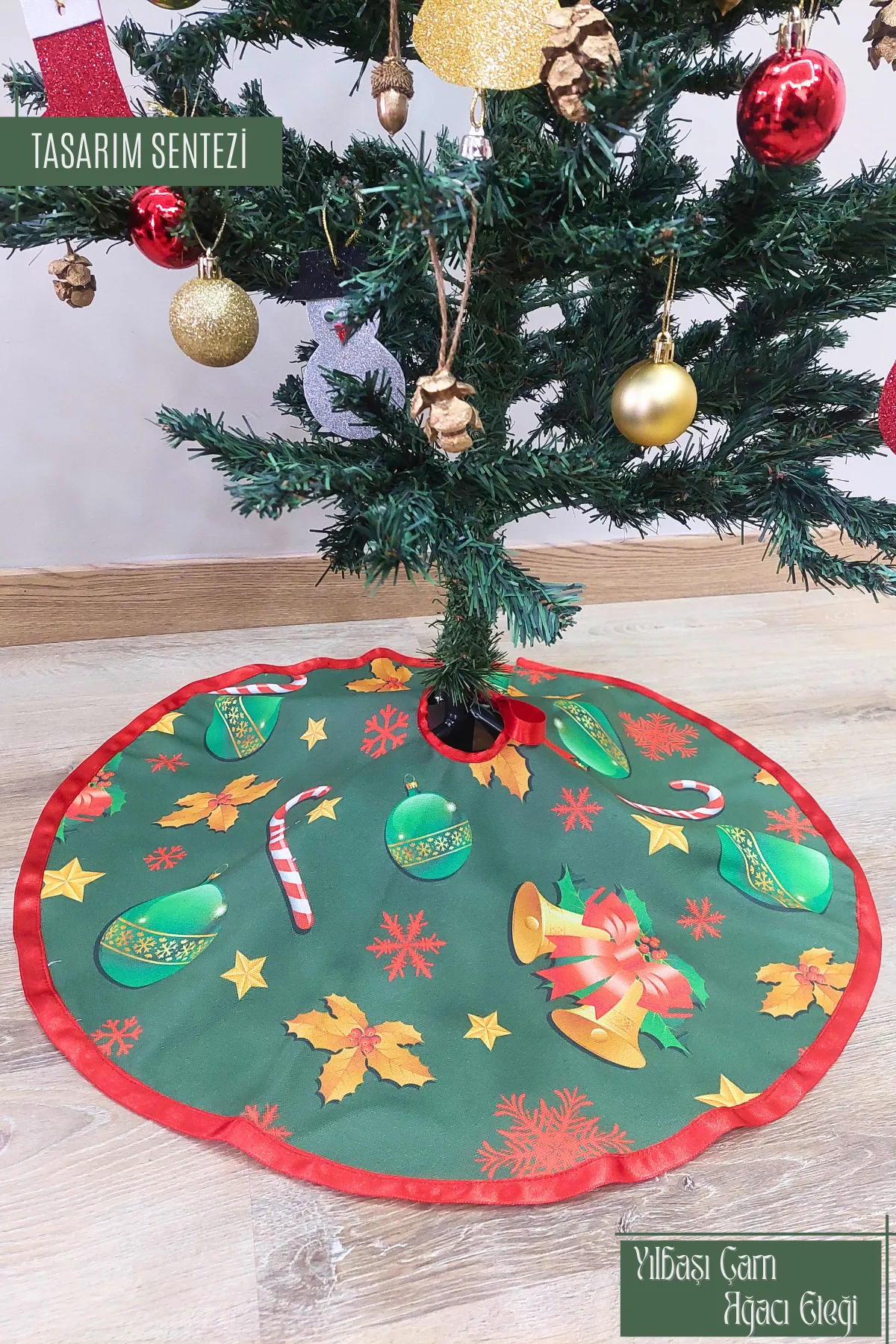 Yılbaşı Çam Ağacı Eteği Örtüsü Christmas Noel Yeşil