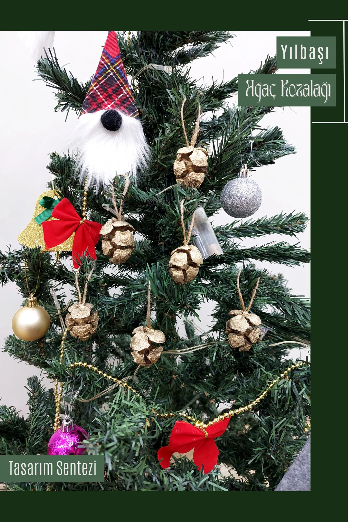 6’li Yılbaşı Çam Ağacı Süsü Kozalak Küçük Christmas