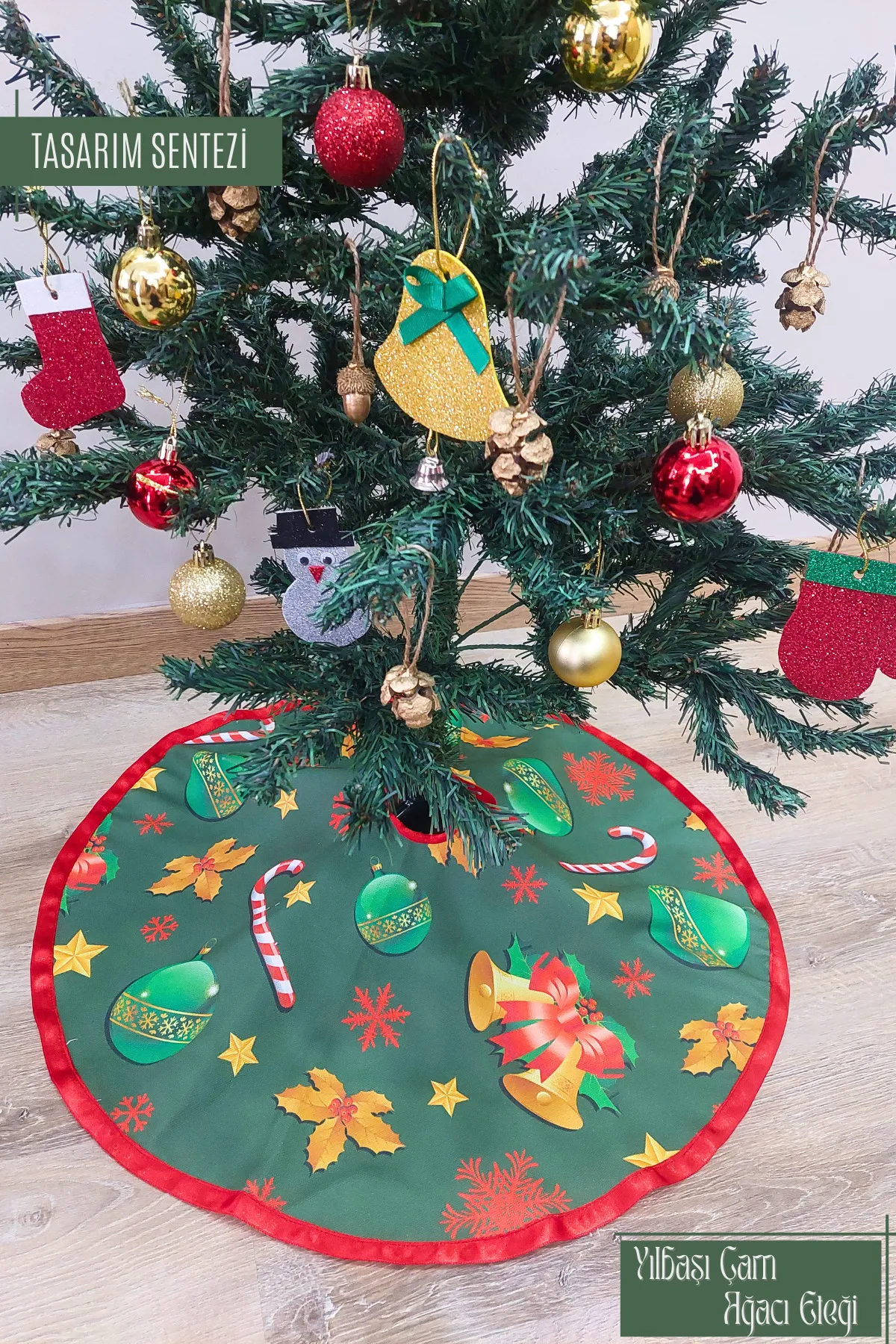 Yılbaşı Çam Ağacı Eteği Örtüsü Christmas Noel Yeşil