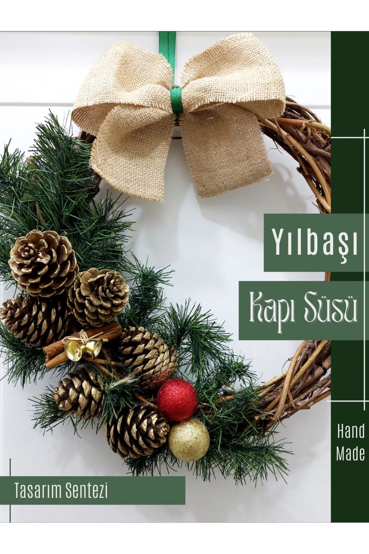 Yılbaşı Kapı Süsü Çelenk Yeni Yıl Noel Christmas 35cm