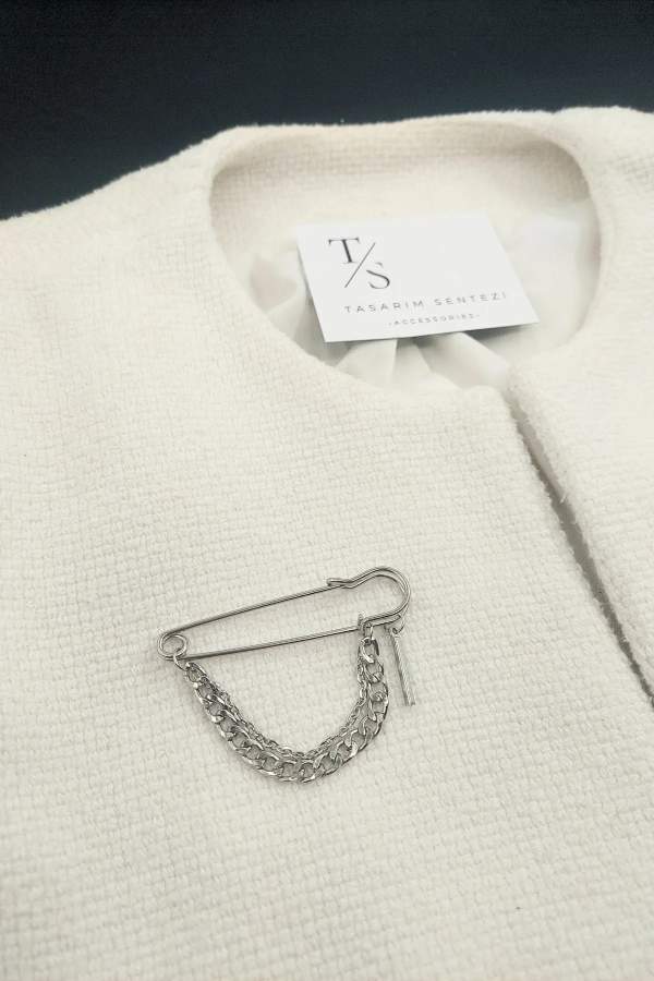 Brooch Metal Safety Pin Chained Hook Lapel Pin