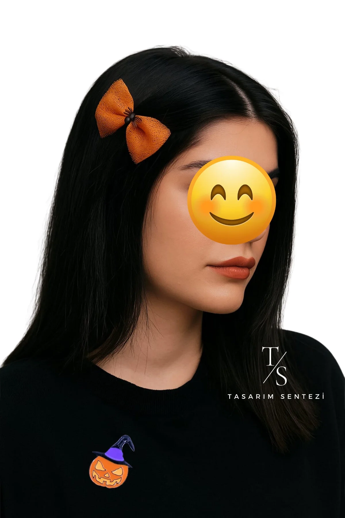 2’li Halloween Cadılar Bayramı Balkabağı Rozet Örümcek Tül Turuncu Toka