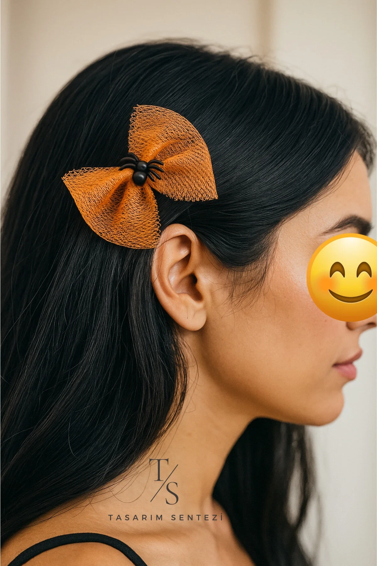 2’li Halloween Cadılar Bayramı Balkabağı Rozet Örümcek Tül Turuncu Toka