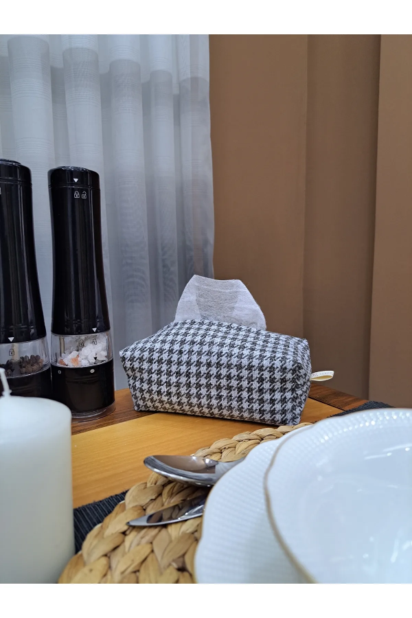 El Yapımı Peçetelik Islak Mendil Gri Küçük