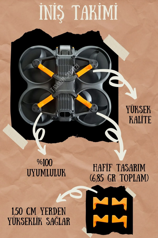 Dji Avata 2 Drone Uyumlu Iniş Takımı Turuncu