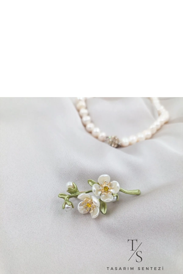Brooch Metal Jasmine Flower Branch